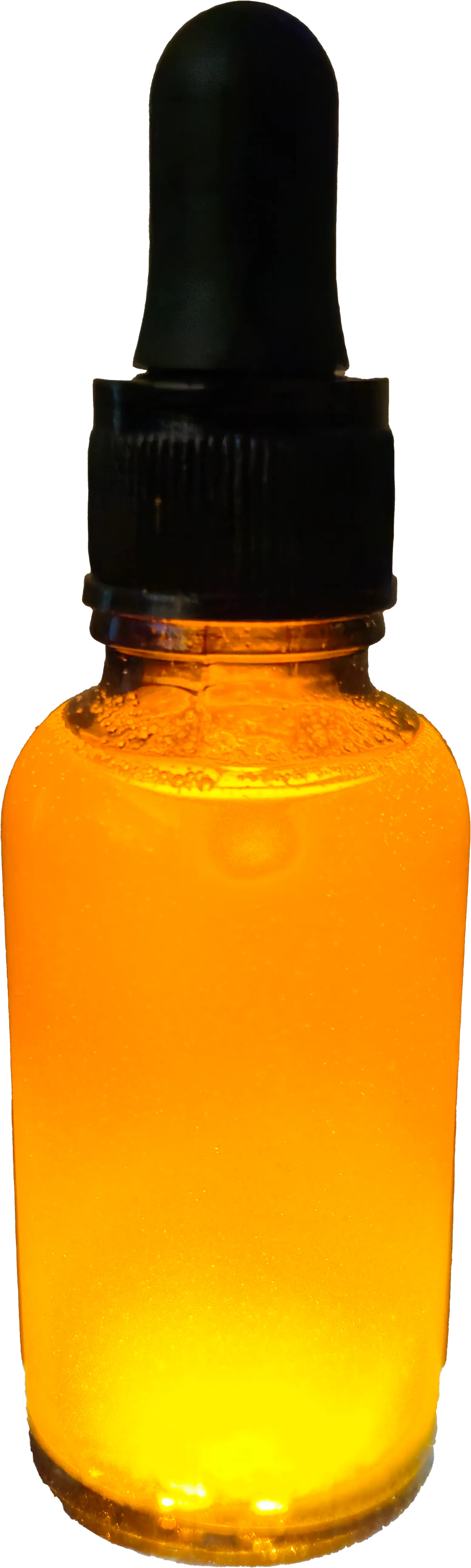 A glowing amber bottle of Medical Grade RSO tincture with a dropper cap